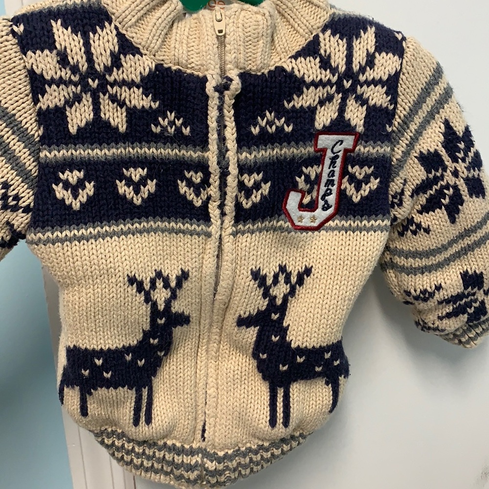 Thick knit cotton 6-12 months joe fresh sweater coat with deer - Picture 1 of 4